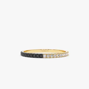 14k Black & White Diamond Micro Pave Eternity Band