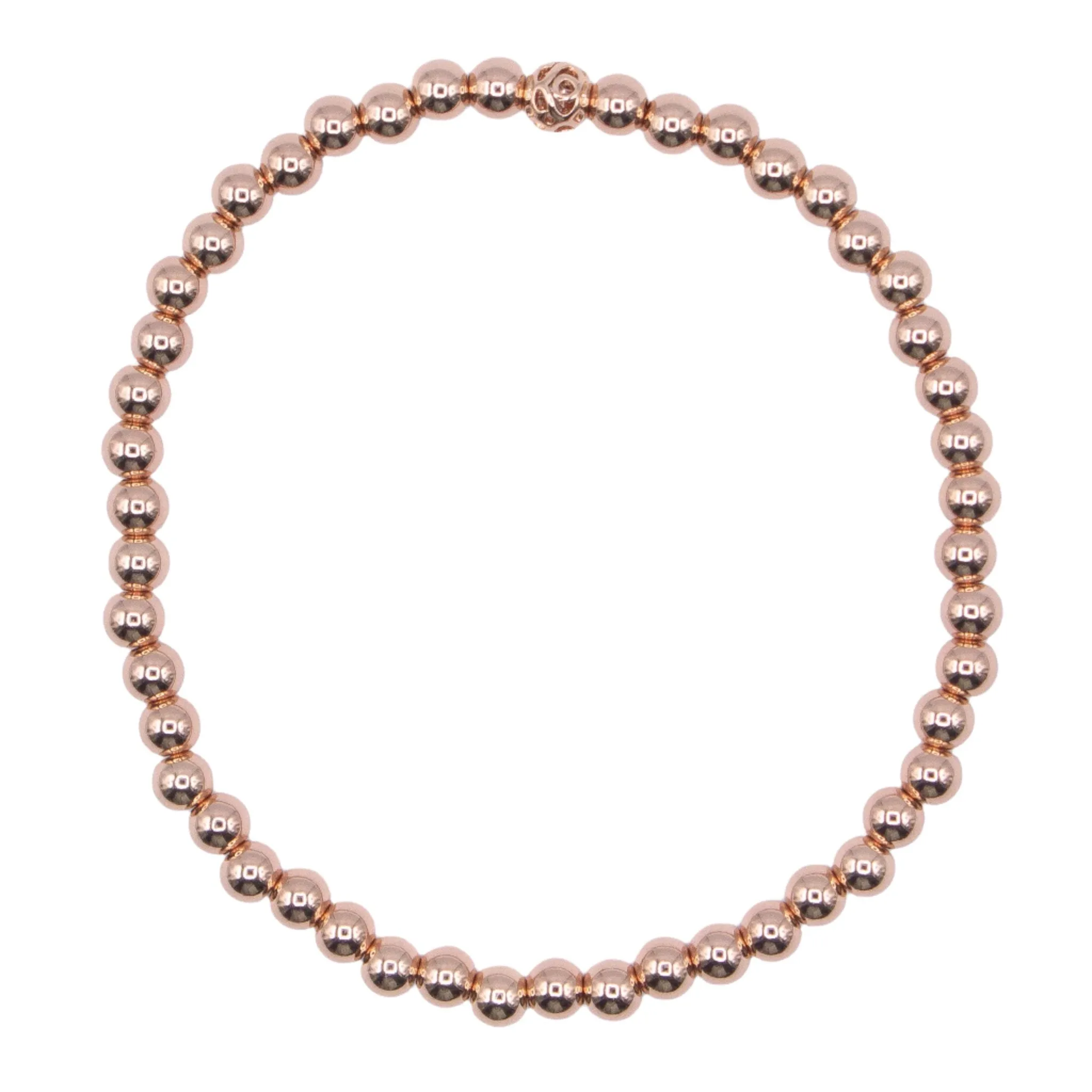 4mm 14k Rose Gold Filled Smooth Beaded Bracelet