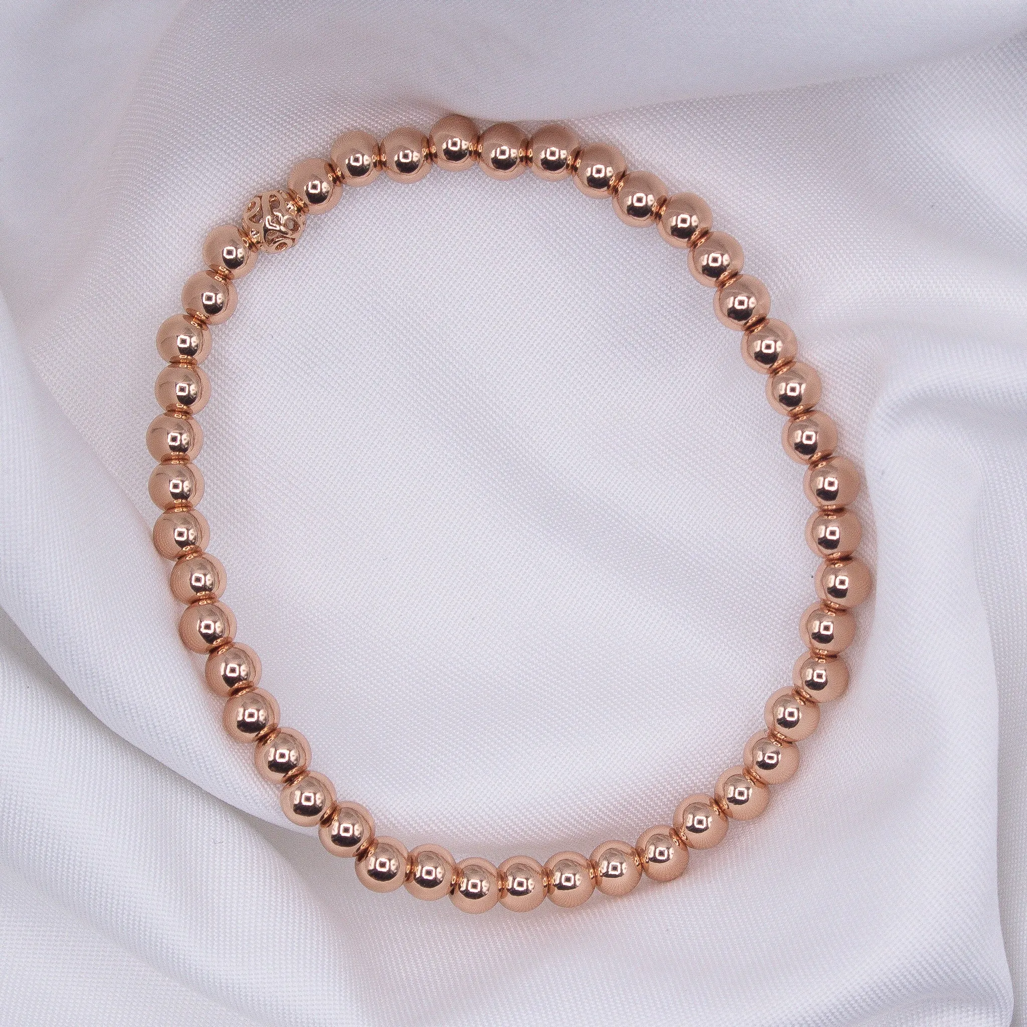 4mm 14k Rose Gold Filled Smooth Beaded Bracelet