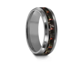 6MM CARBON FIBER INLAY TUNGSTEN WEDDING BAND AND GRAY GUNMETAL INTERIOR