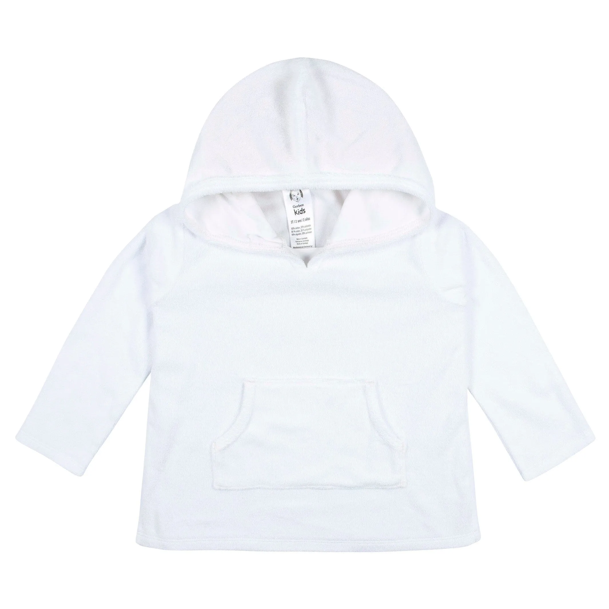 Baby & Toddler Girls White Hooded Kangaroo Pocket Terry Coverup