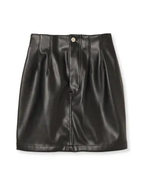 Black Leather Coated Mini Skirt