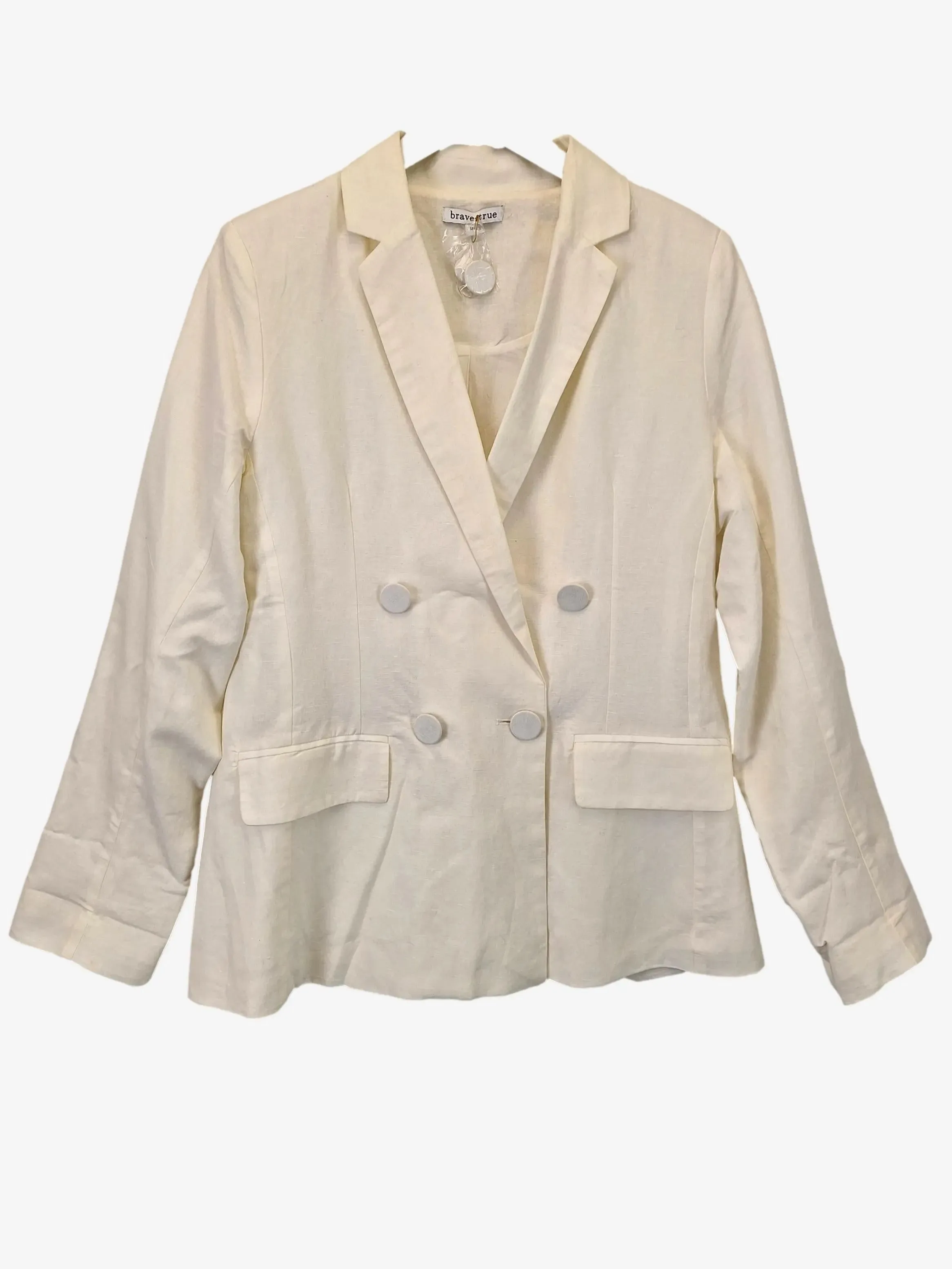 Brave   True Tailored Double Breasted Linen Blazer Size M