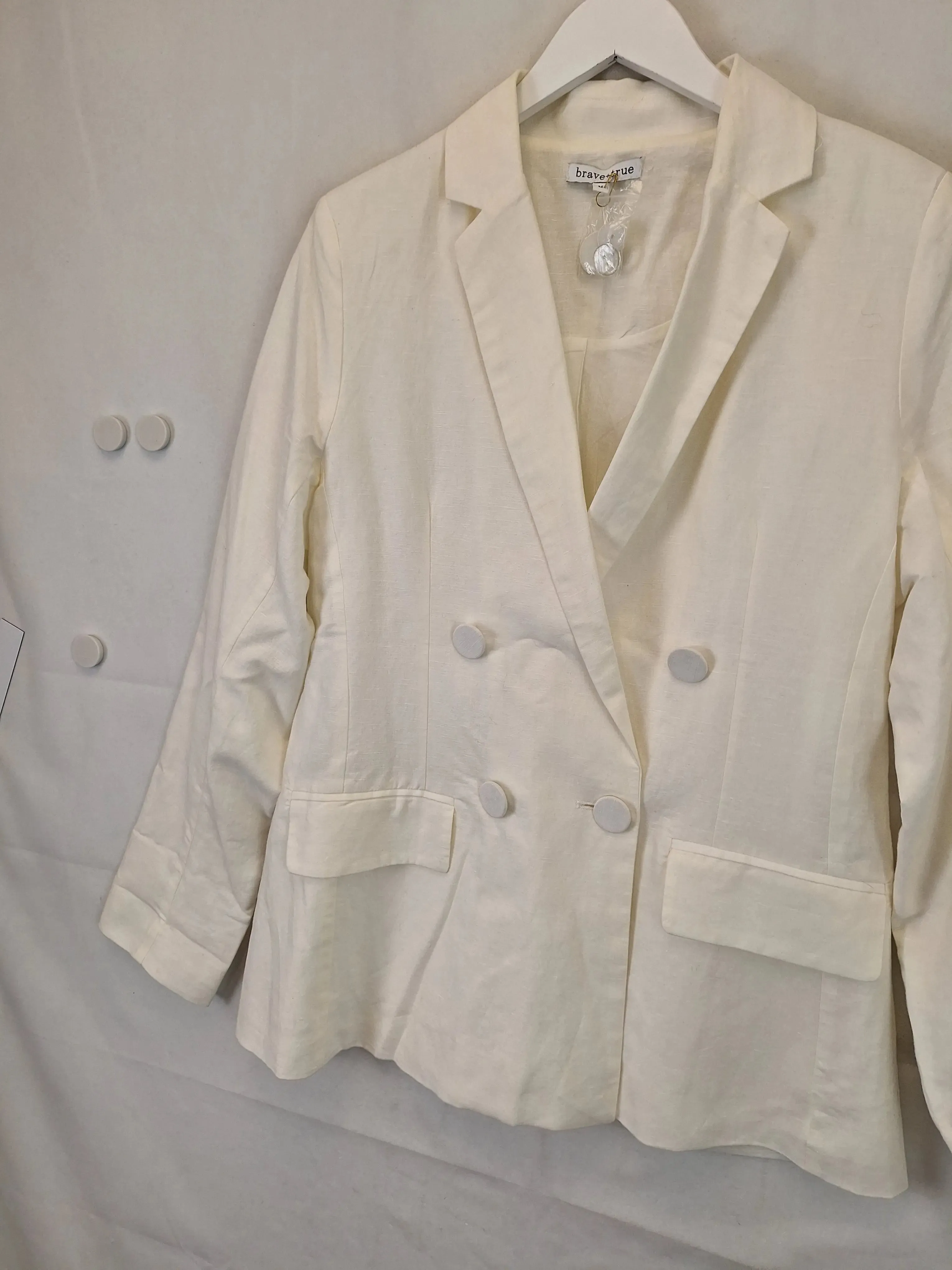 Brave   True Tailored Double Breasted Linen Blazer Size M