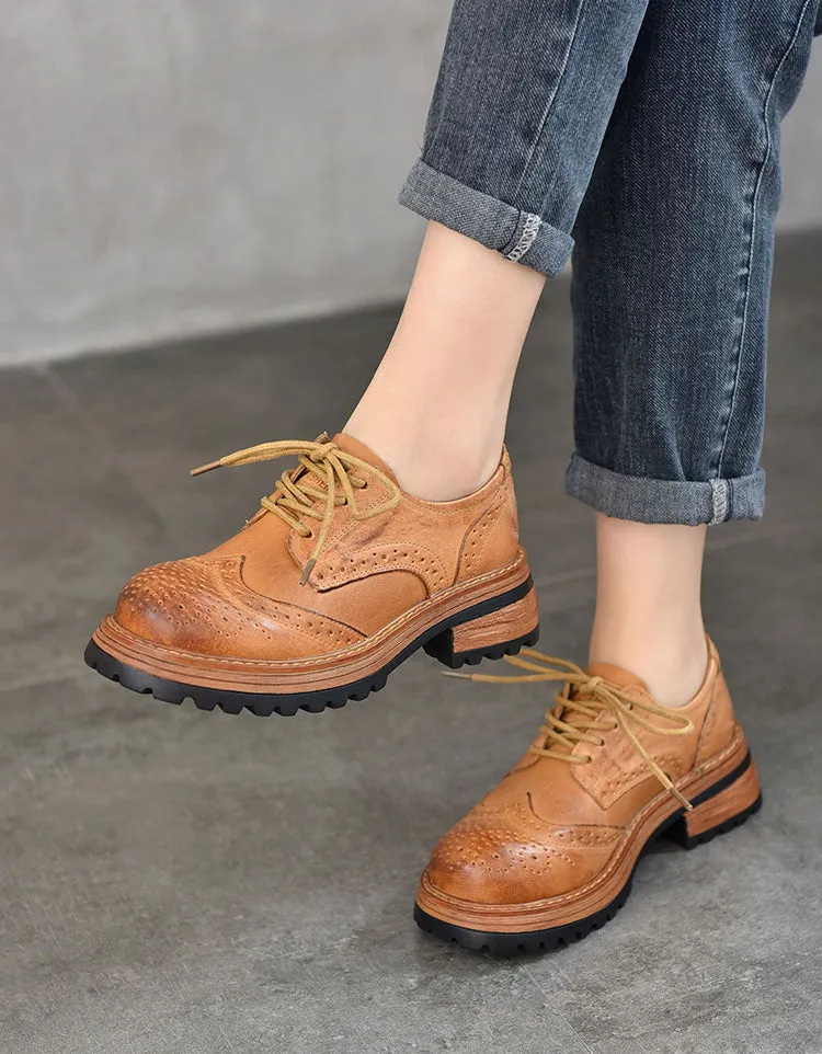 Brogue Style Wide Toe Box Oxford Shoes