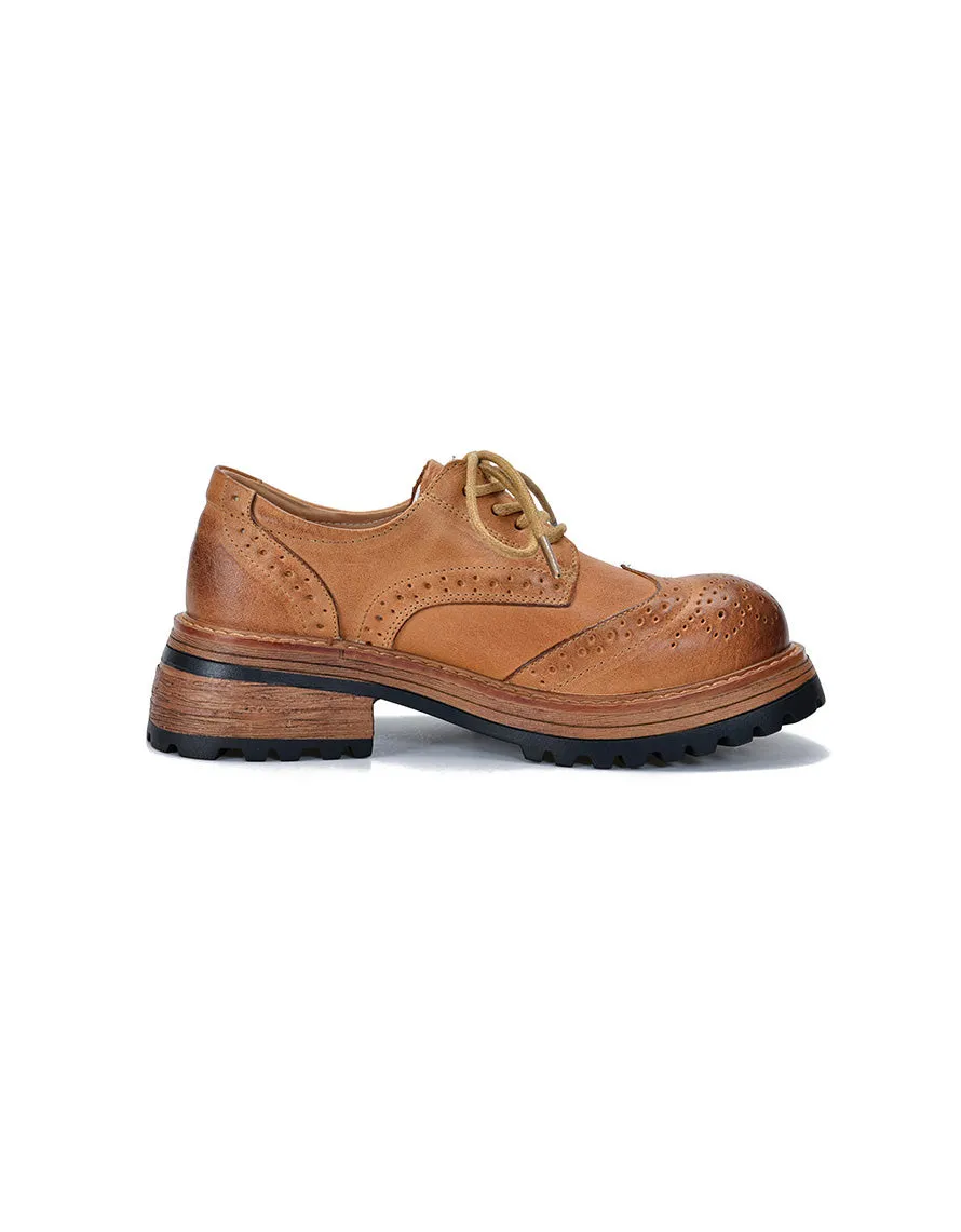 Brogue Style Wide Toe Box Oxford Shoes