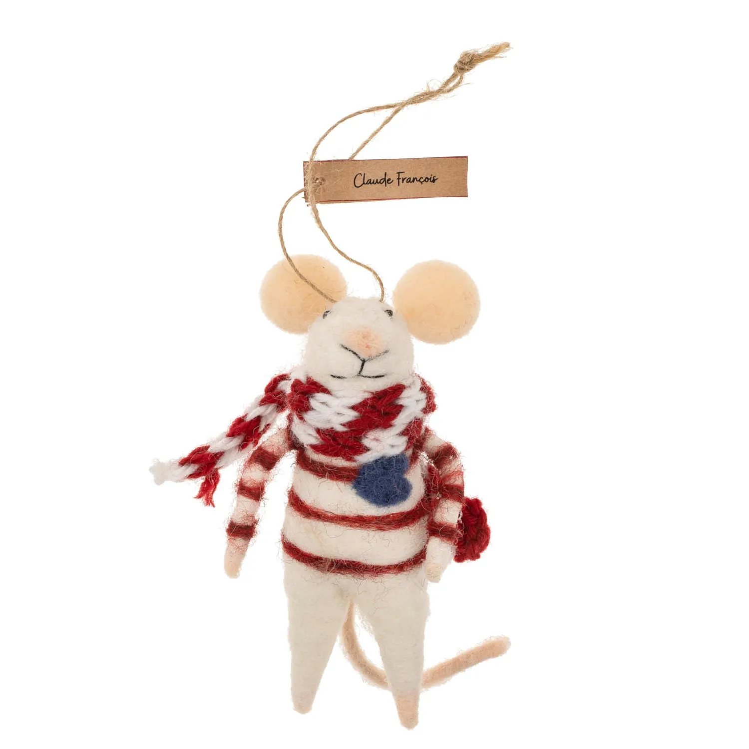 Candy Cane Claude Mouse Ornament