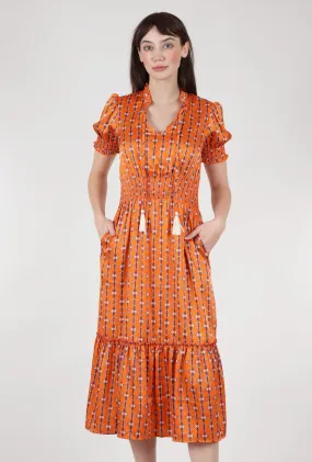 Chain Pattern Smocked Maxi Dress