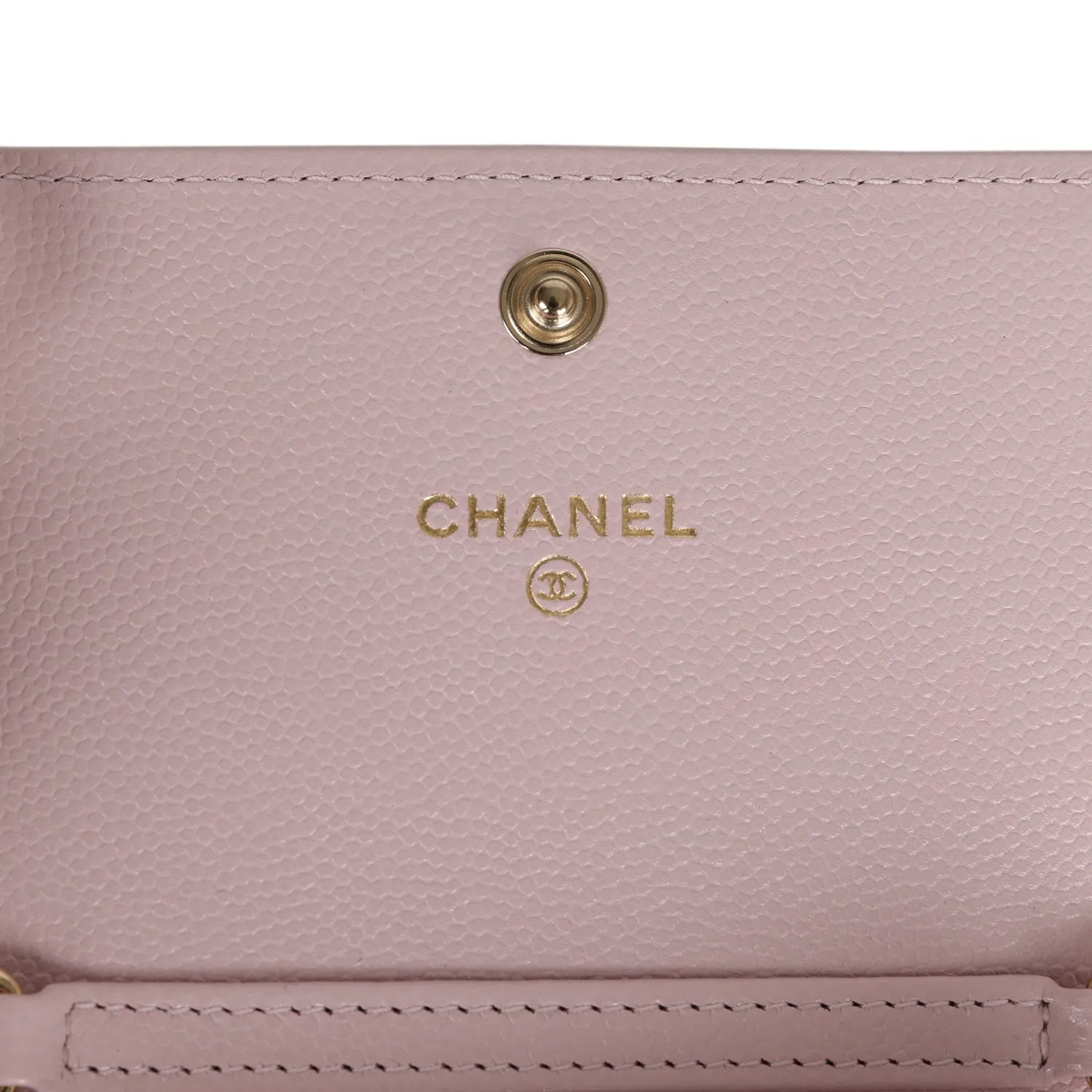 Chanel Mini Crossbody Wallet Pink Caviar Light Gold Hardware