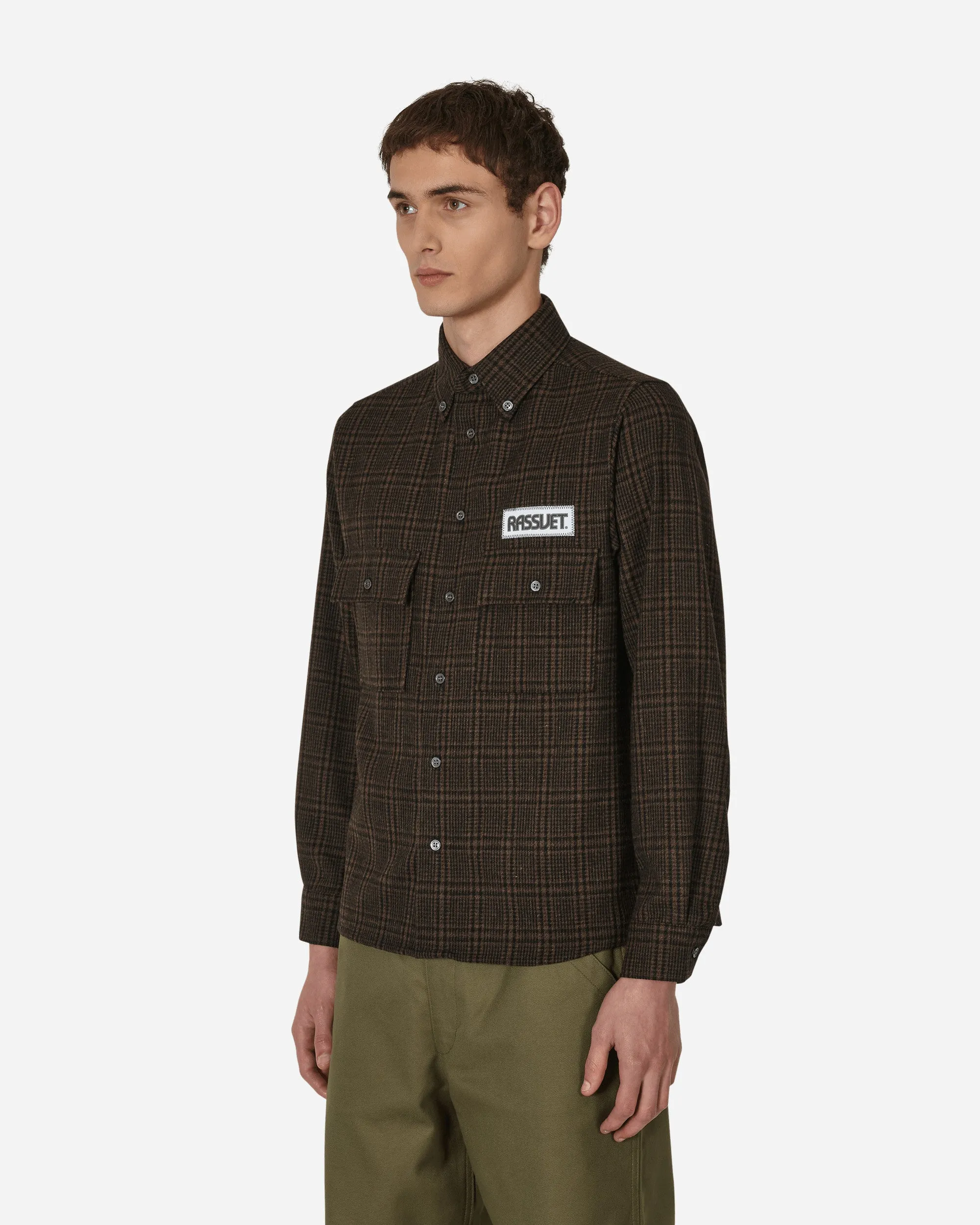 Checked Two Pocket Shirt Brown