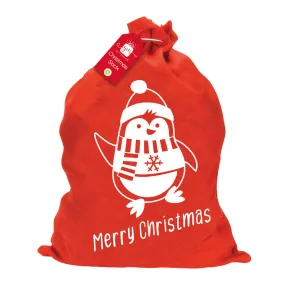 Christmas Penguin Printed Character Sack