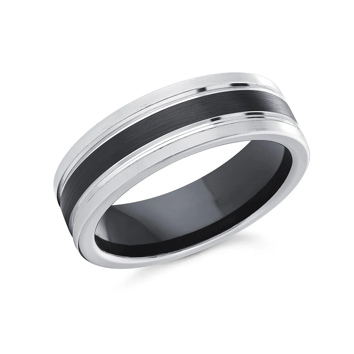 COBALT MEN'S WEDDING BAND WITH BLACK ACCENTS