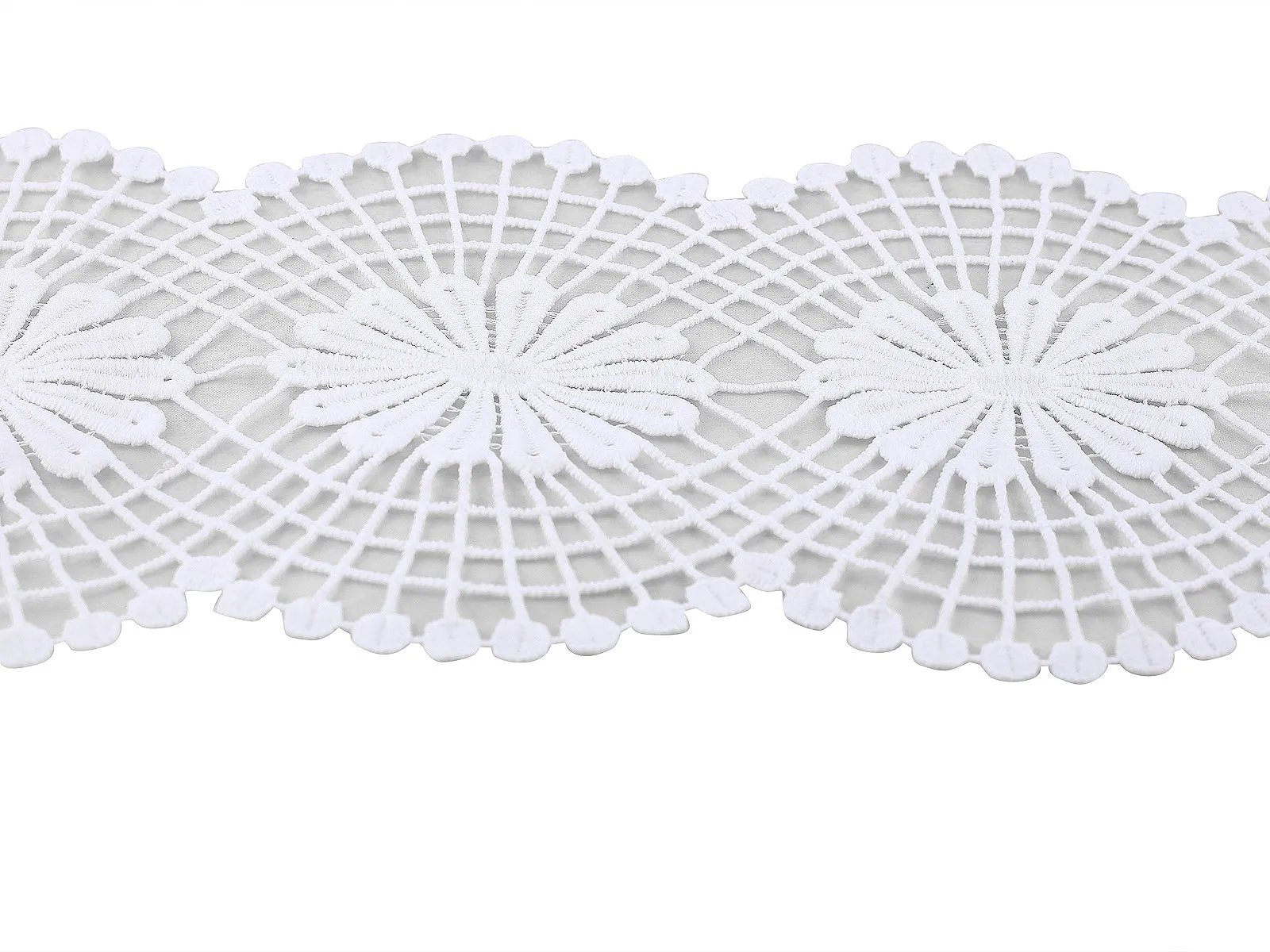 Decorative Broad White Guipure Lace Trim