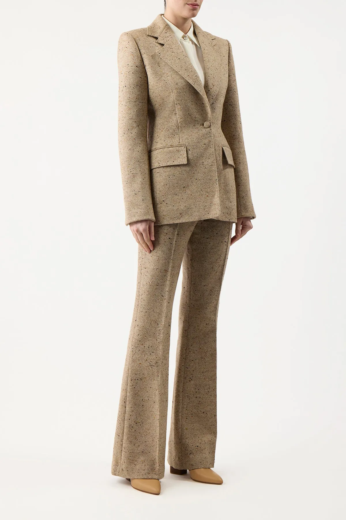 Delmas Blazer in Oatmeal Multi Cashmere Virgin Wool