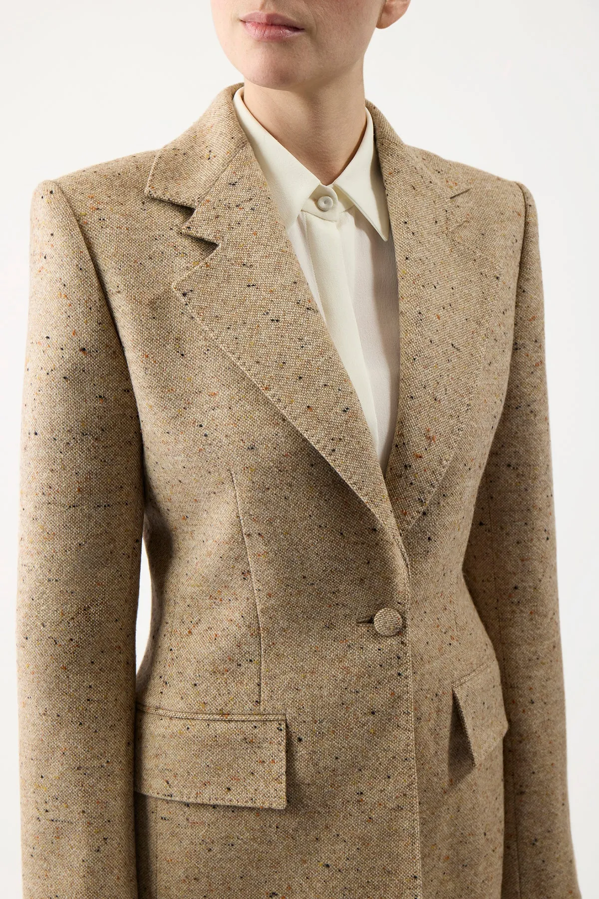 Delmas Blazer in Oatmeal Multi Cashmere Virgin Wool