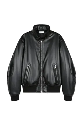 Faux Leather Puffer Jumper