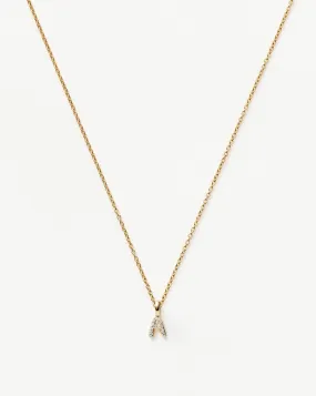 Fine Diamond Initial Mini Pendant Necklace  - A | 14k Solid Yellow Gold Plated/Diamond