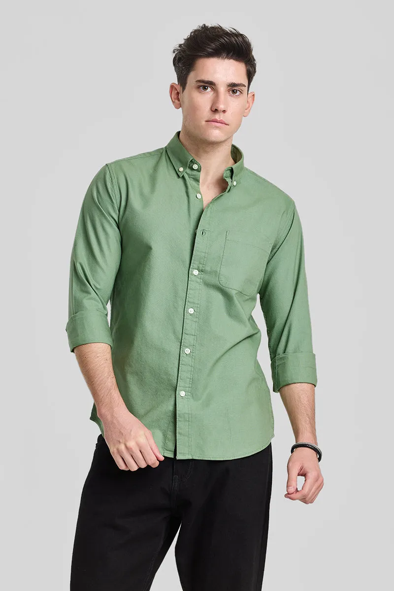 Green Solid Oxford Shirt