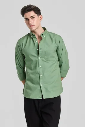 Green Solid Oxford Shirt