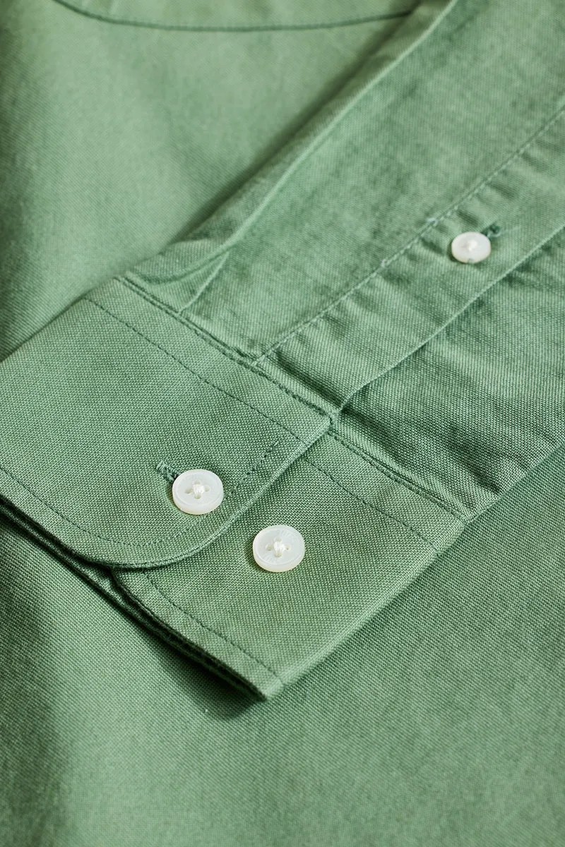 Green Solid Oxford Shirt