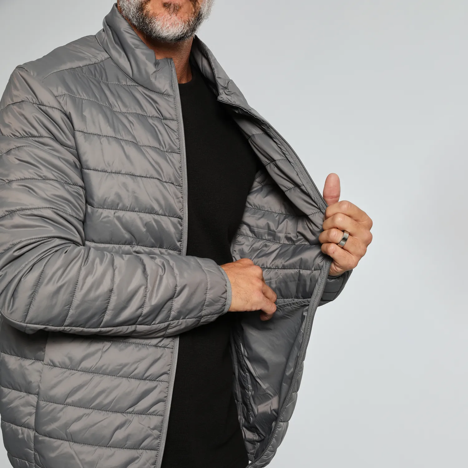 Gun Metal Quilted Puffer Jacket