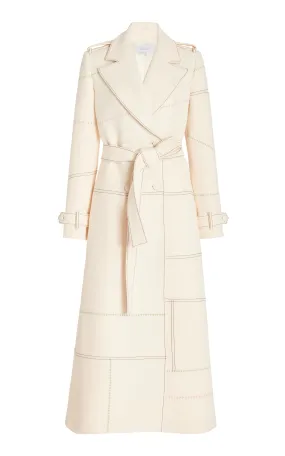 Hamilton Trench Coat in Ivory Wool Silk Cady