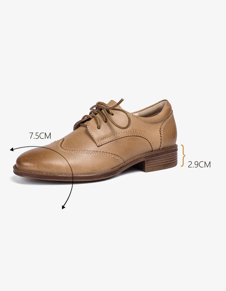 Handmade Genuine Leather Lace Up Oxford Shoes Women 35-41