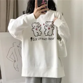 Ice Cream Bear Sweatshirt With Teddy Print