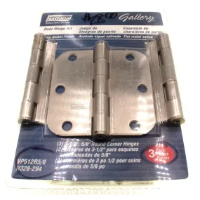 National Mfg. 3 1/2 Door Hinges 5/8 Radius Satin Nickel 3 Pack N328-294 VP512