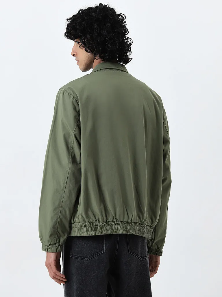 Nuon Olive Cargo-Style Relaxed-Fit Cotton Blend Jacket