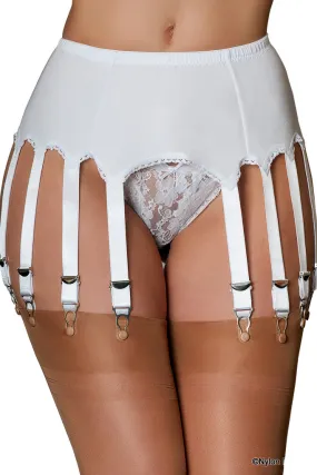 Nylon Dreams 14 Strap Suspender Belt White