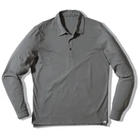 Pima Cotton Long Sleeve  Polo - Moon Mist