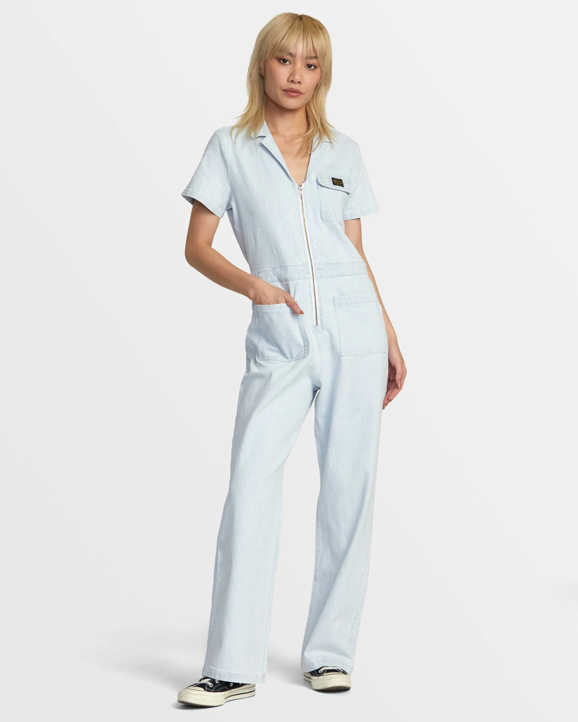 Spring Shift Workwear Jumpsuit - Blue Hickory