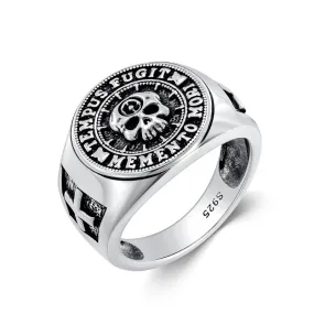 Sterling Silver Skull & Memento Mori Men's Ring