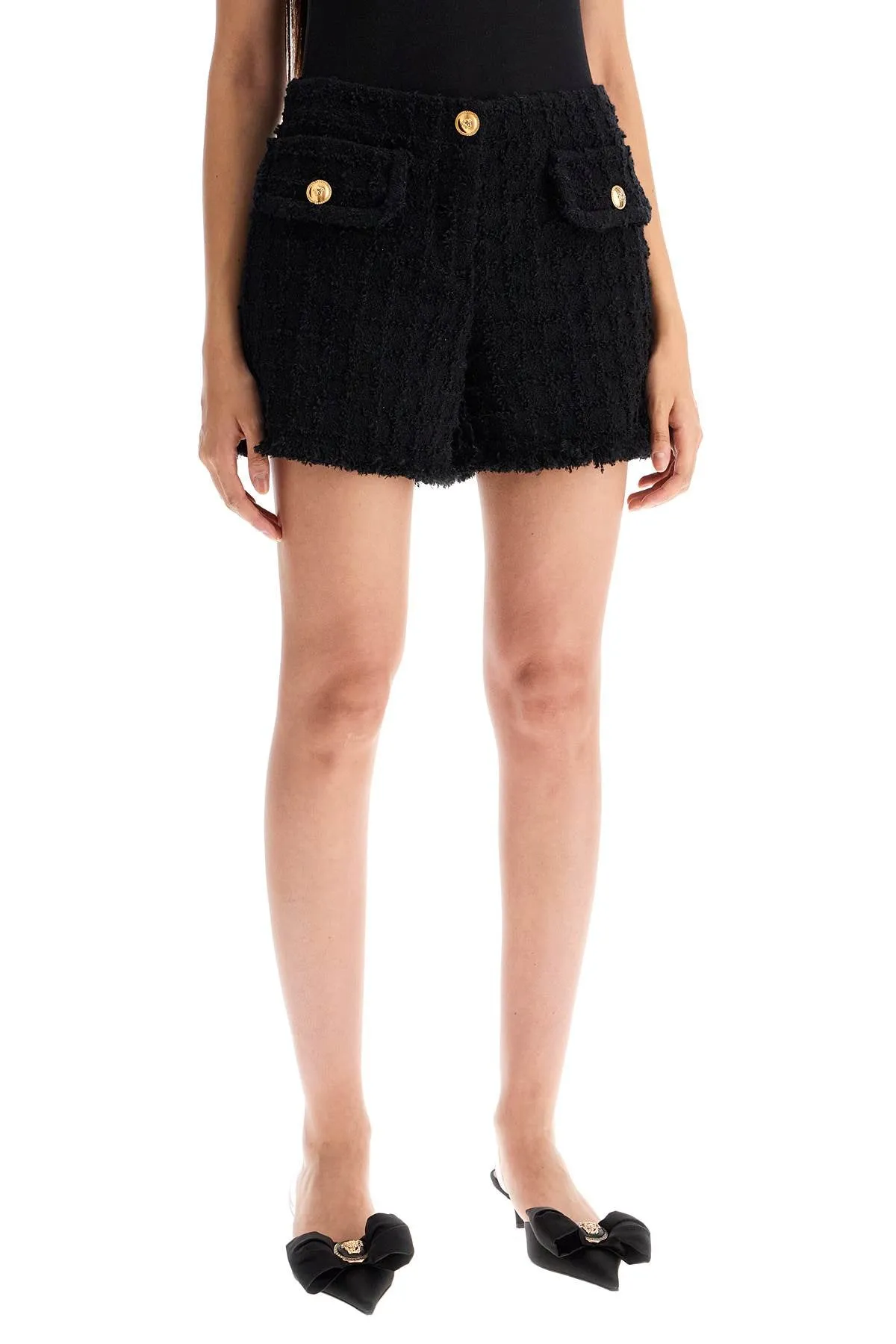 VERSACE heritage tweed mini shorts