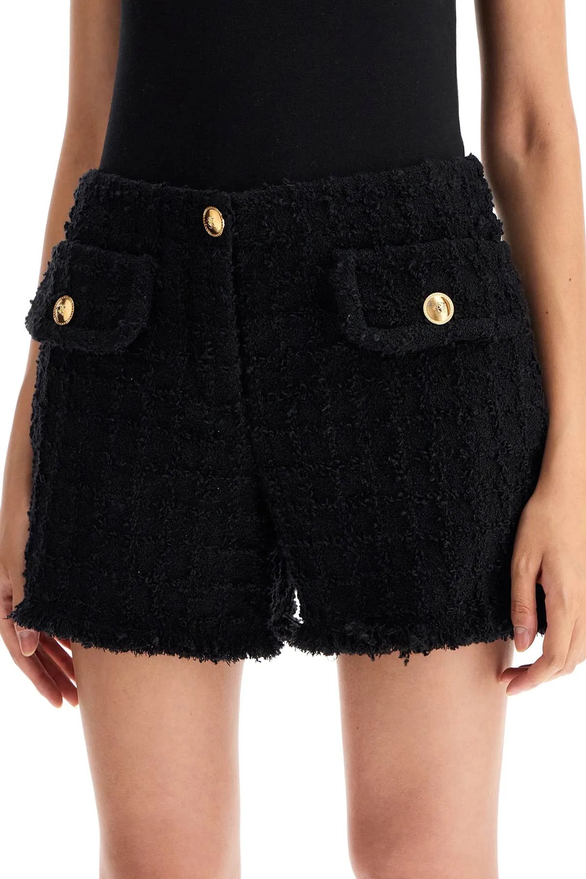 VERSACE heritage tweed mini shorts