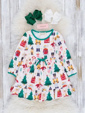 Whimsy Trees & Nutcracker Ruffle Dress