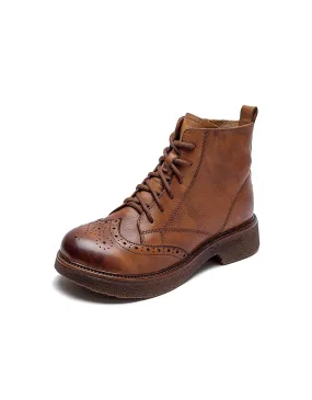 Winter Autumn  Brogue Style Wide Toe Box Oxford Boots